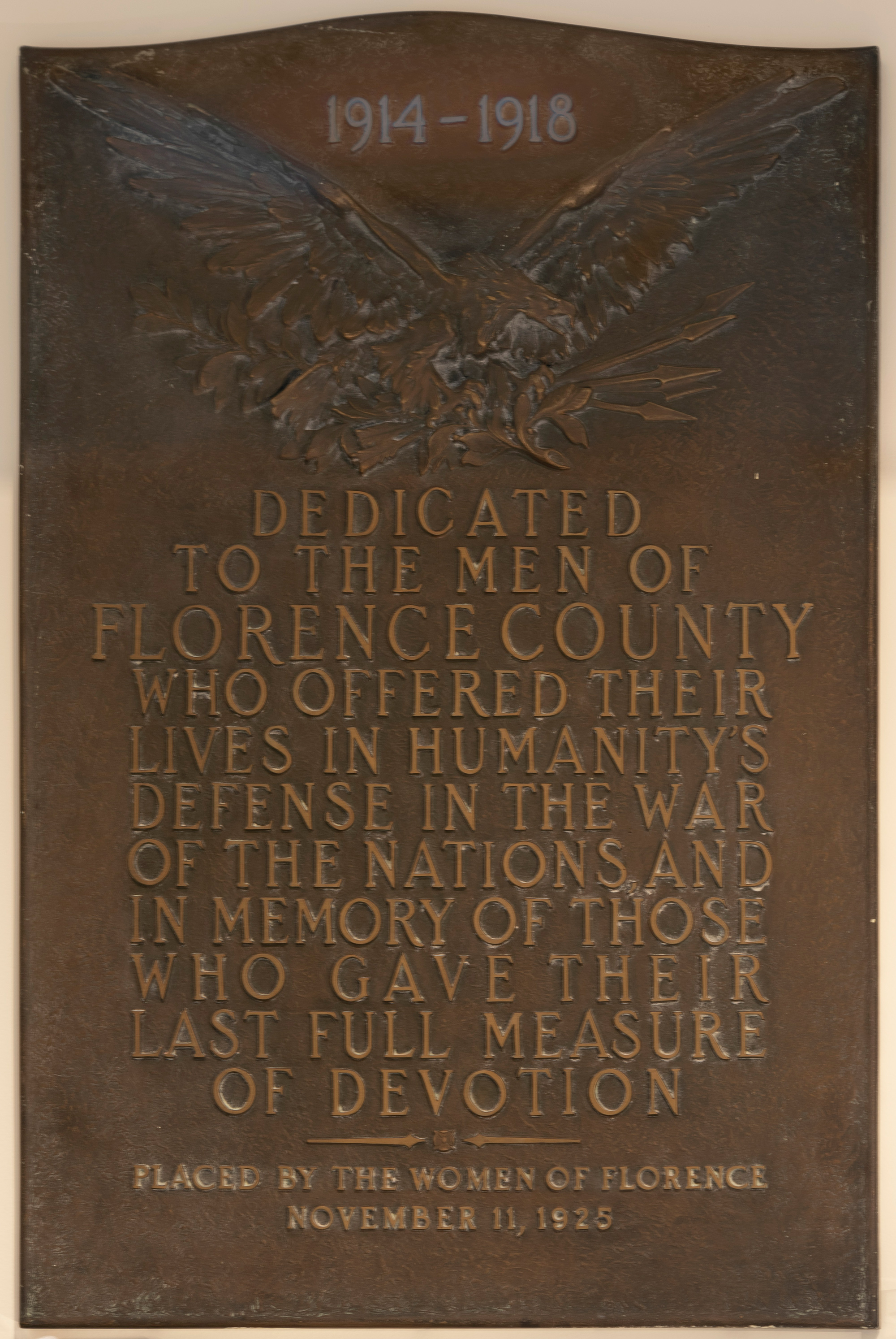 WWI memorial plaque