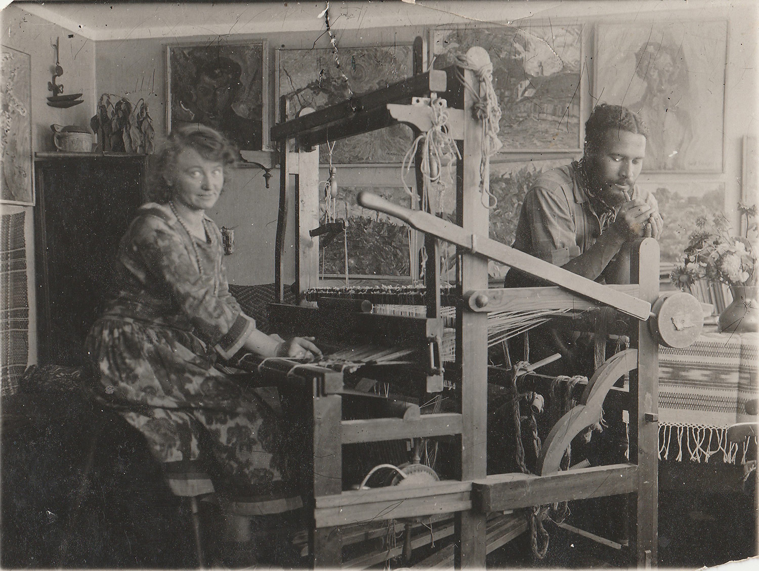 Photograph of William and Holcha Krake Johnson at their home studio in Kerteminde