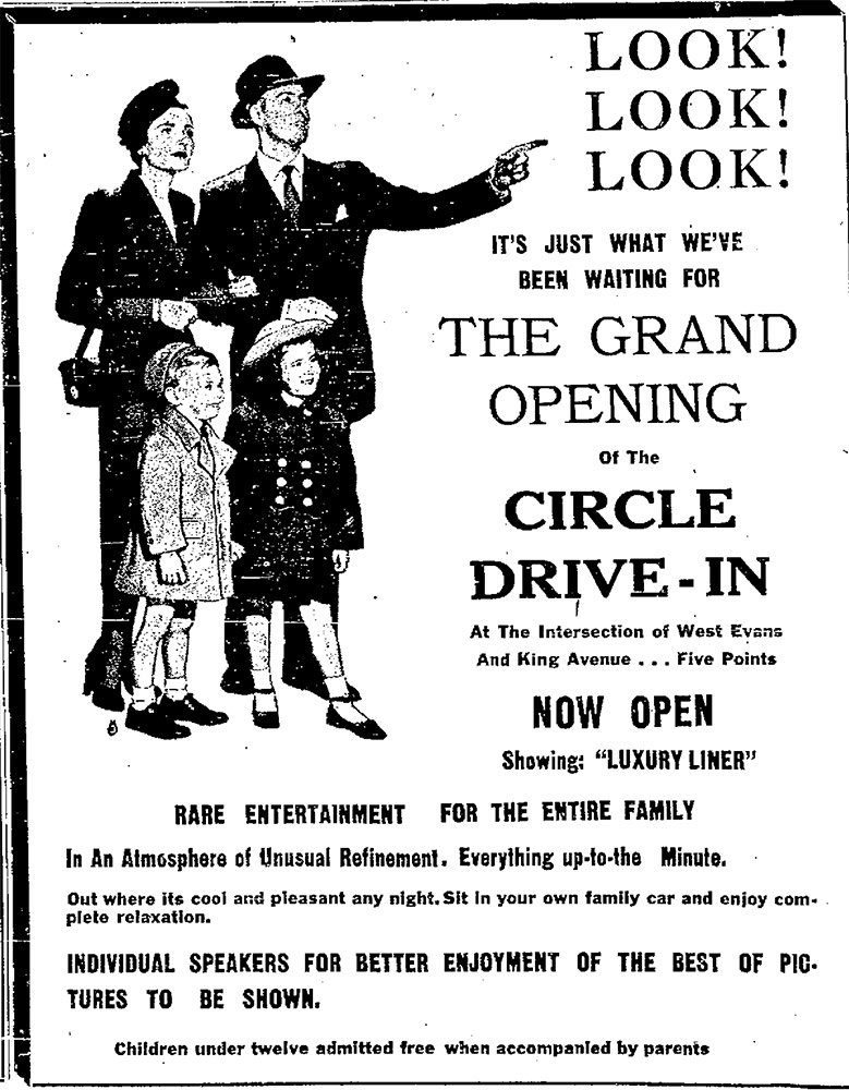 Circle Drive-In grand opening ad