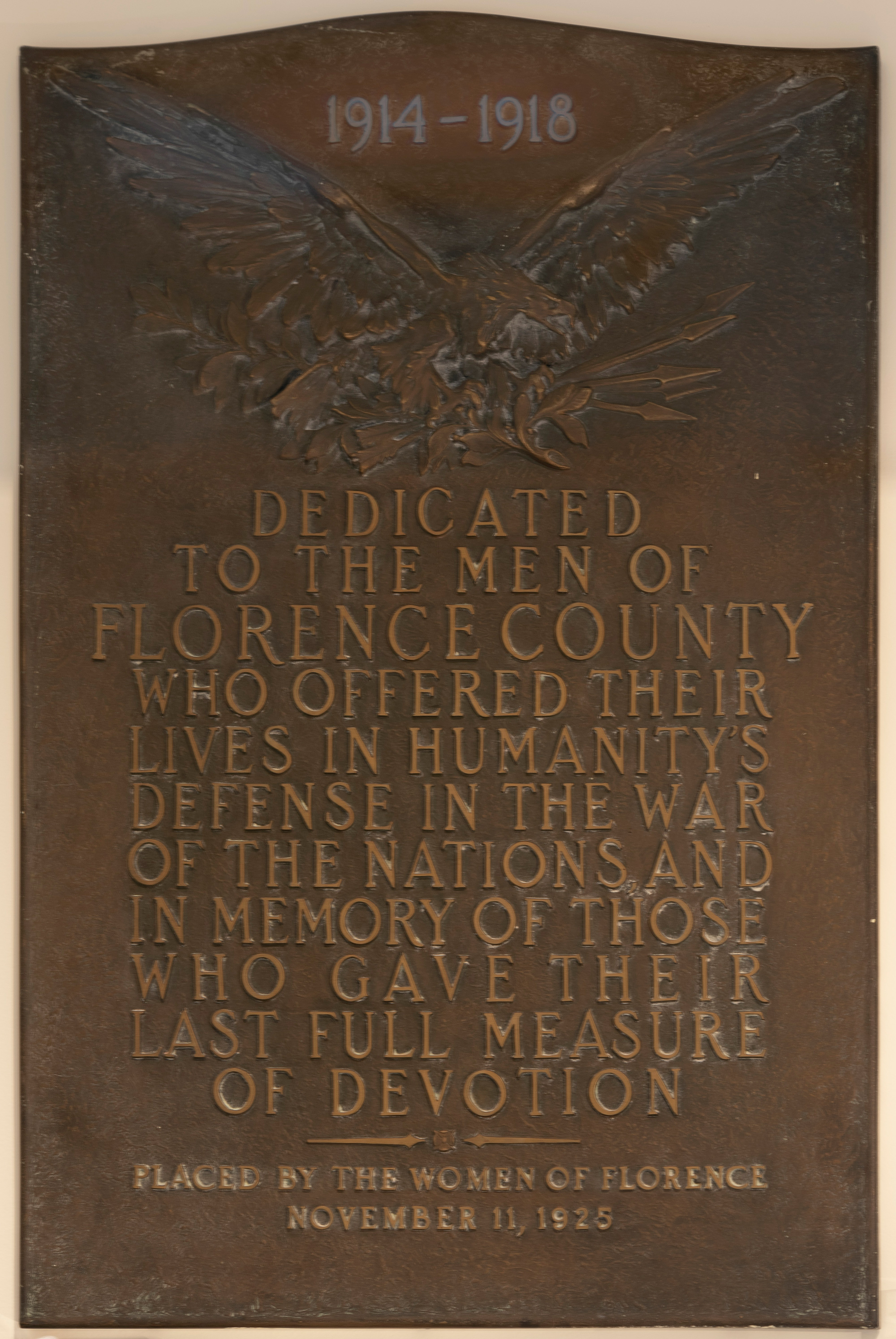 WWI memorial plaque